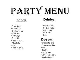Party menu