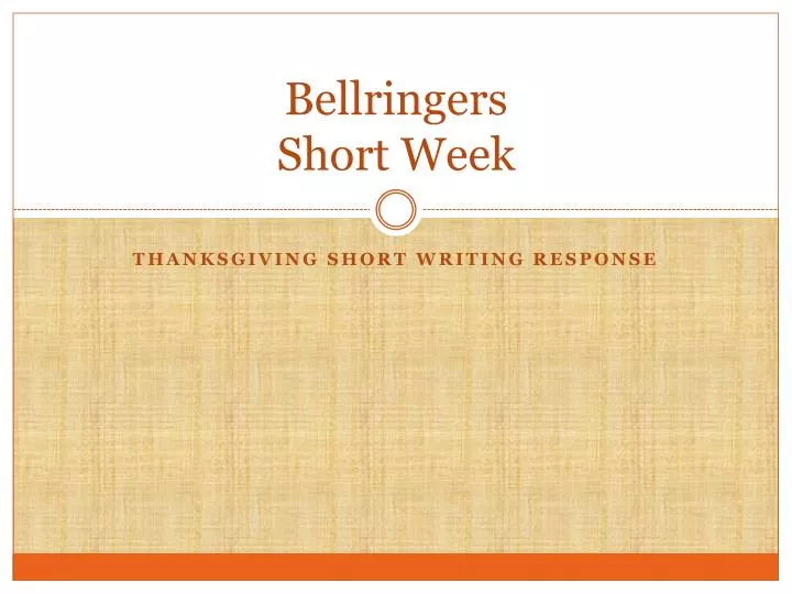 bellringers short week