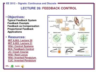 LECTURE 26: FEEDBACK CONTROL