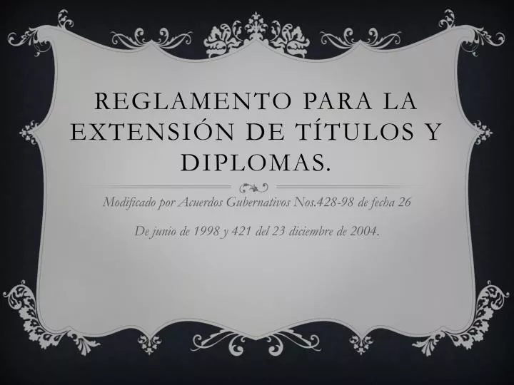 reglamento para la extensi n de t tulos y diplomas