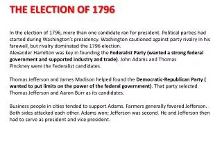 THE ELECTION OF 1796