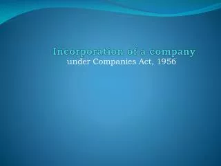 Incorporation of a company