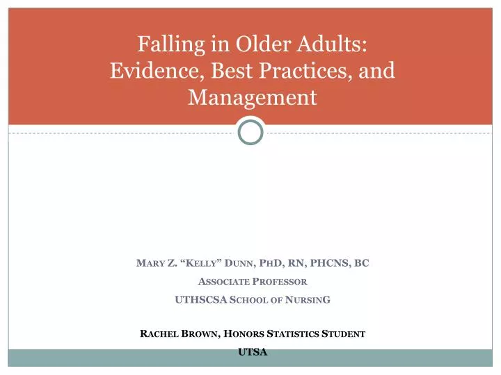 falling in older adults evidence best practices and management