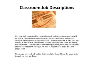 Classroom Job Descriptions