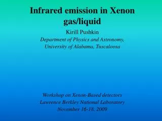Infrared emission in Xenon gas/liquid