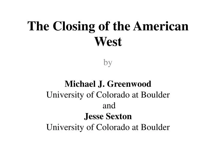 the closing of the american west