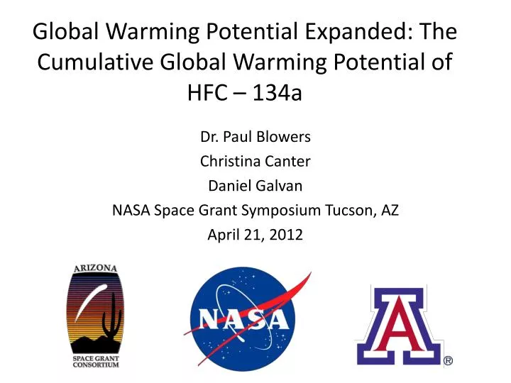 global warming potential expanded the cumulative global warming potential of hfc 134a