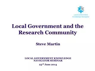 Local Government and the Research Community