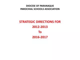 DIOCESE OF PARANAQUE PAROCHIAL SCHOOLS ASSOCIATION