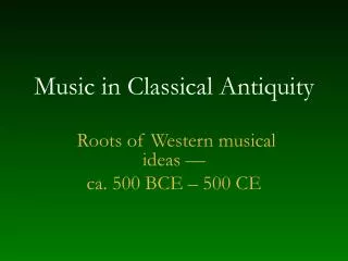 Music in Classical Antiquity