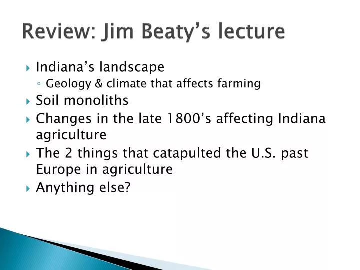 review jim beaty s lecture