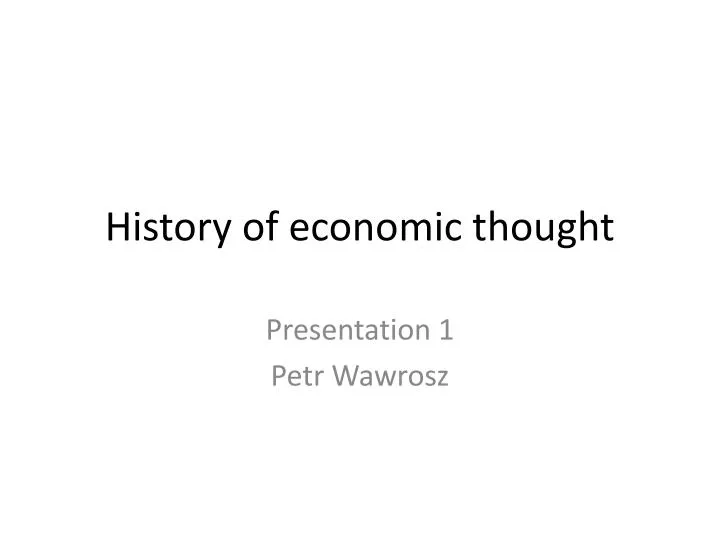 history of economic thought