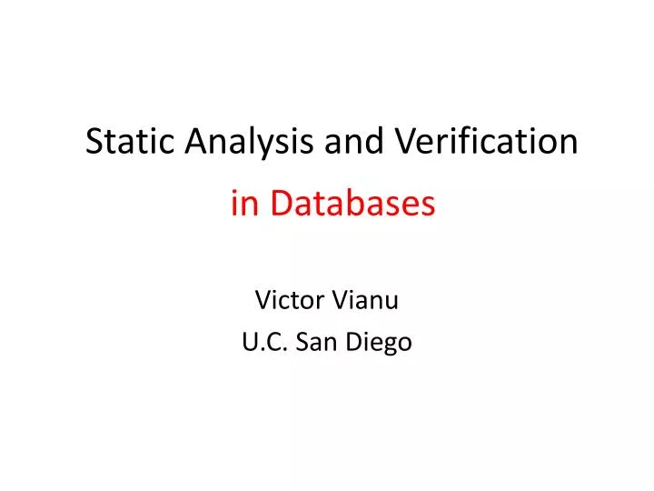 static analysis and verification