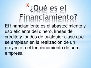 qu es el financiamiento