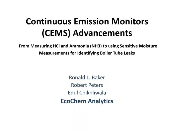 ronald l baker robert peters edul chikhliwala ecochem analytics