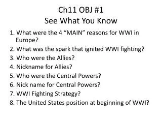 Ch11 OBJ #1 See What You Know