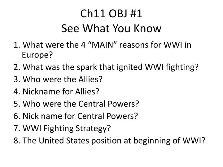 ch11 obj 1 see what you know