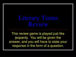 Literary Terms Review