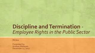 Discipline and Termination - Employee Rights in the Public Sector