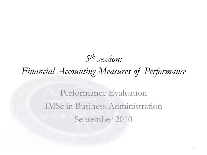5 th session financial accounting measures of performance