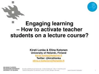 engaging learning how to activate teacher students on a lecture course