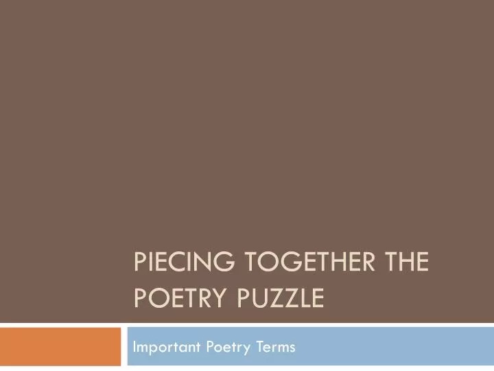 piecing together the poetry puzzle