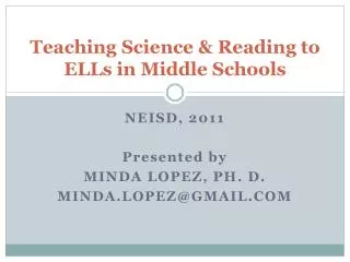 Teaching Science &amp; Reading to ELLs in Middle Schools