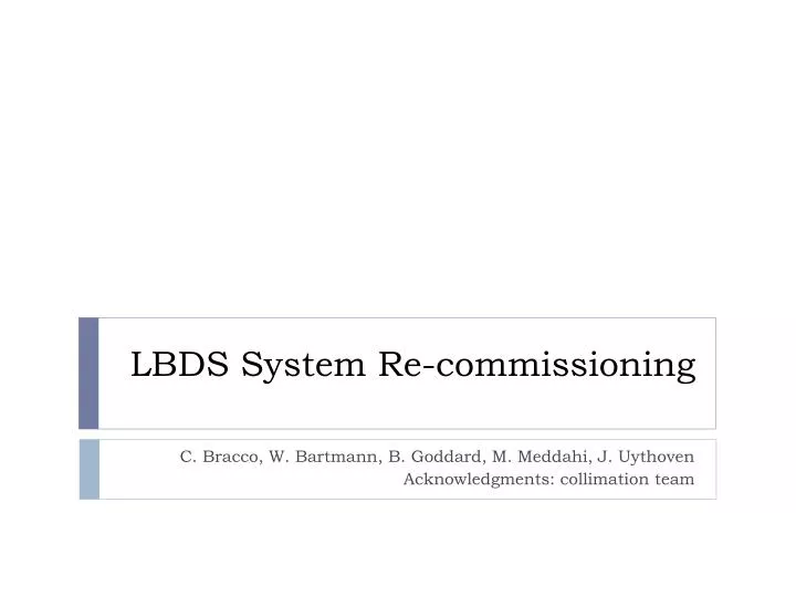 lbds system re commissioning