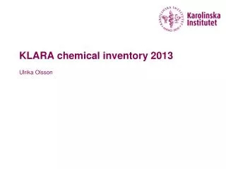 KLARA chemical inventory 2013