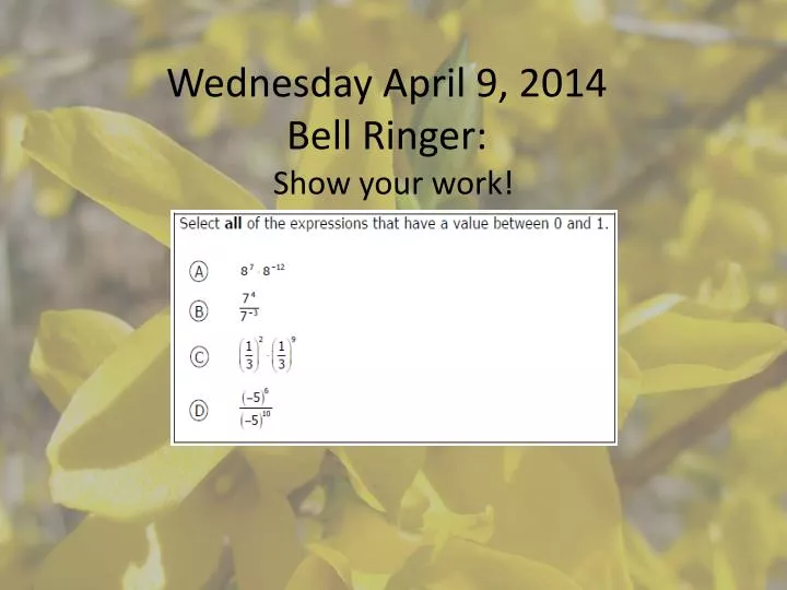 wednesday april 9 2014 bell ringer