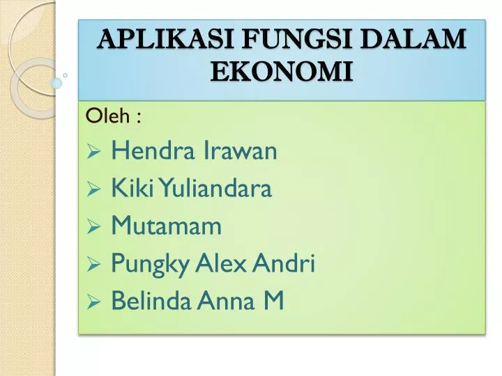 aplikasi fungsi dalam ekonomi