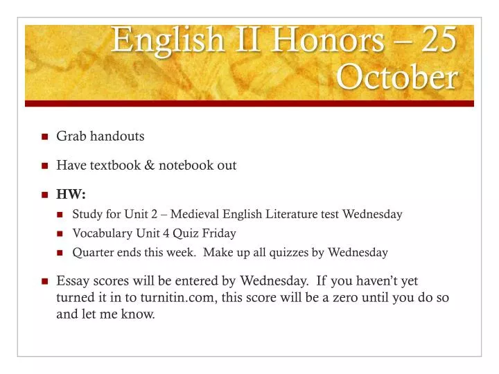 english ii honors 25 october