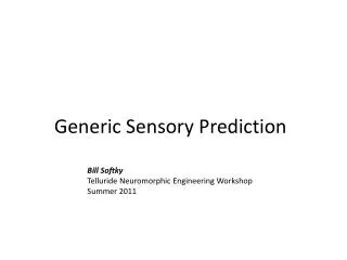 Generic Sensory Prediction