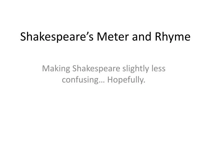 shakespeare s meter and rhyme