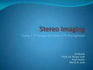 Stereo Imaging