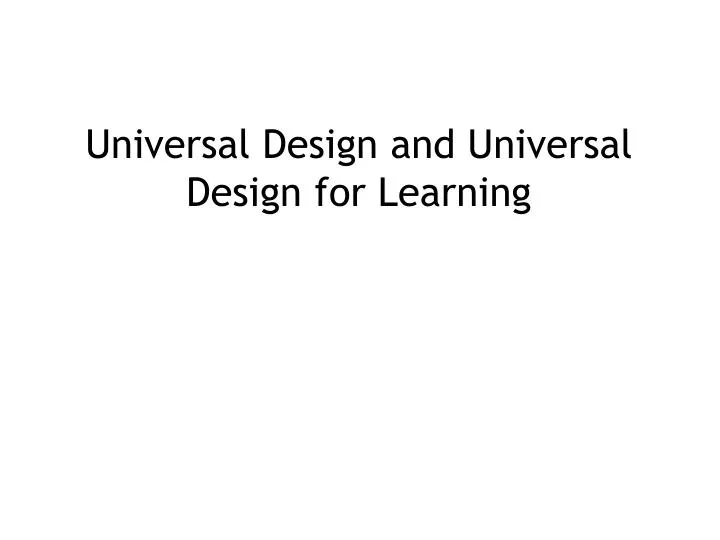 universal design and universal design for learning