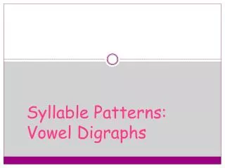 Syllable Patterns: Vowel Digraphs