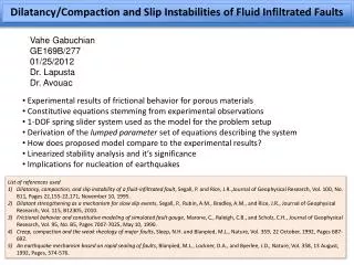 Dilatancy /Compaction and Slip Instabilities of Fluid Infiltrated Faults