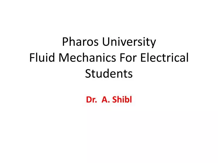 pharos university fluid mechanics for electrical students