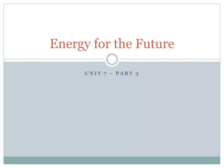 energy for the future