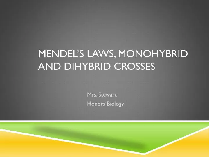 mendel s laws monohybrid and dihybrid crosses
