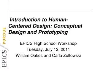 Introduction to Human-Centered Design: Conceptual Design and Prototyping