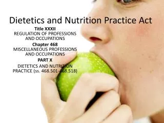 Dietetics and Nutrition Practice Act