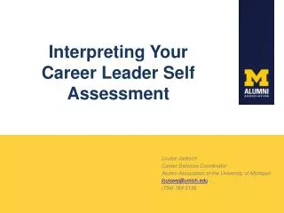 Interpreting Your Career Leader Self Assessment
