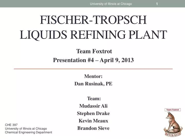 fischer tropsch liquids refining plant