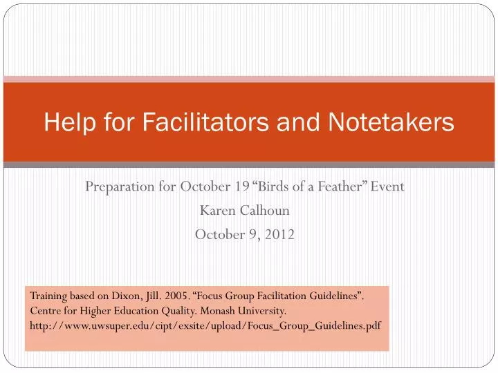 help for facilitators and notetakers
