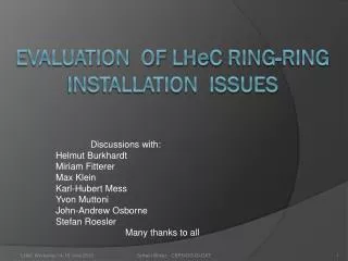 Evaluation of LH e C Ring-ring Installation Issues