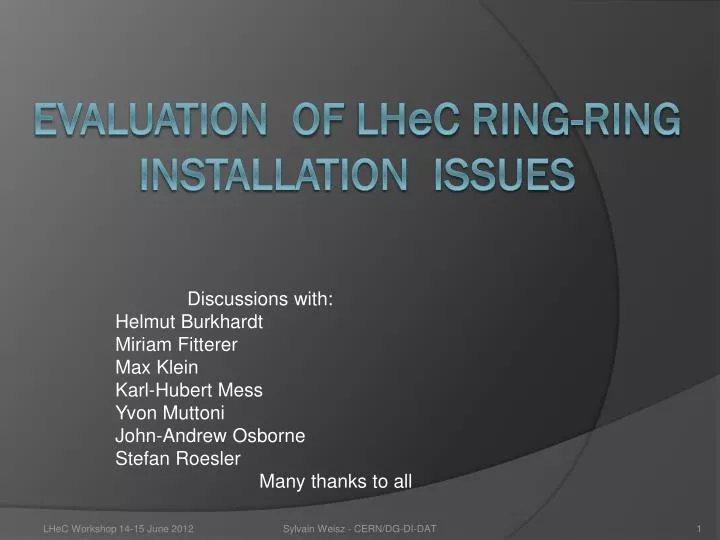 evaluation of lh e c ring ring installation issues