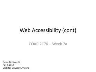 Web Accessibility ( cont )