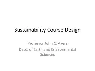 Sustainability Course Design